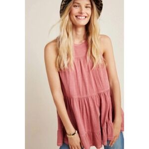 Anthropologie Rose-Pink Tiered Sleeveless Tunic